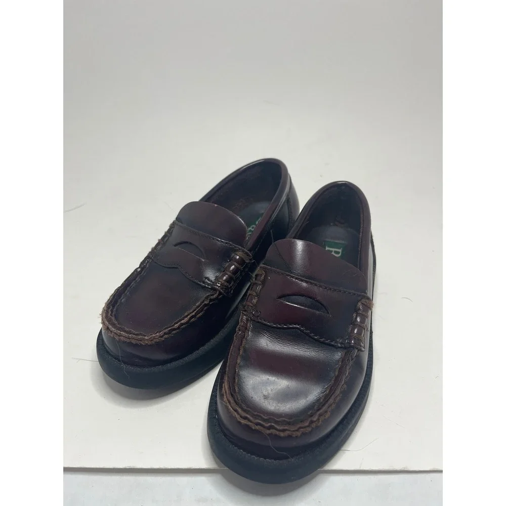 Y2K GH Bass Kids Loafers 11M Burgundy Antaries Leather Penny Loafers